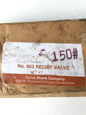 CYRUS SHANK COMPANY 803 RELIEF VALVE 1/2" INLET 150 PSIG  *NEW* - FreemanLiquidators