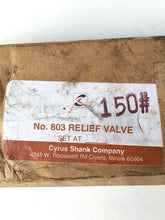Load image into Gallery viewer, CYRUS SHANK COMPANY 803 RELIEF VALVE 1/2&quot; INLET 150 PSIG  *NEW* - FreemanLiquidators

