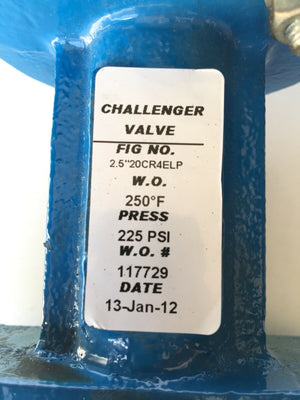 Challenger Butterfly Valve with Lever 2.5" 117729, 225PSI - FreemanLiquidators