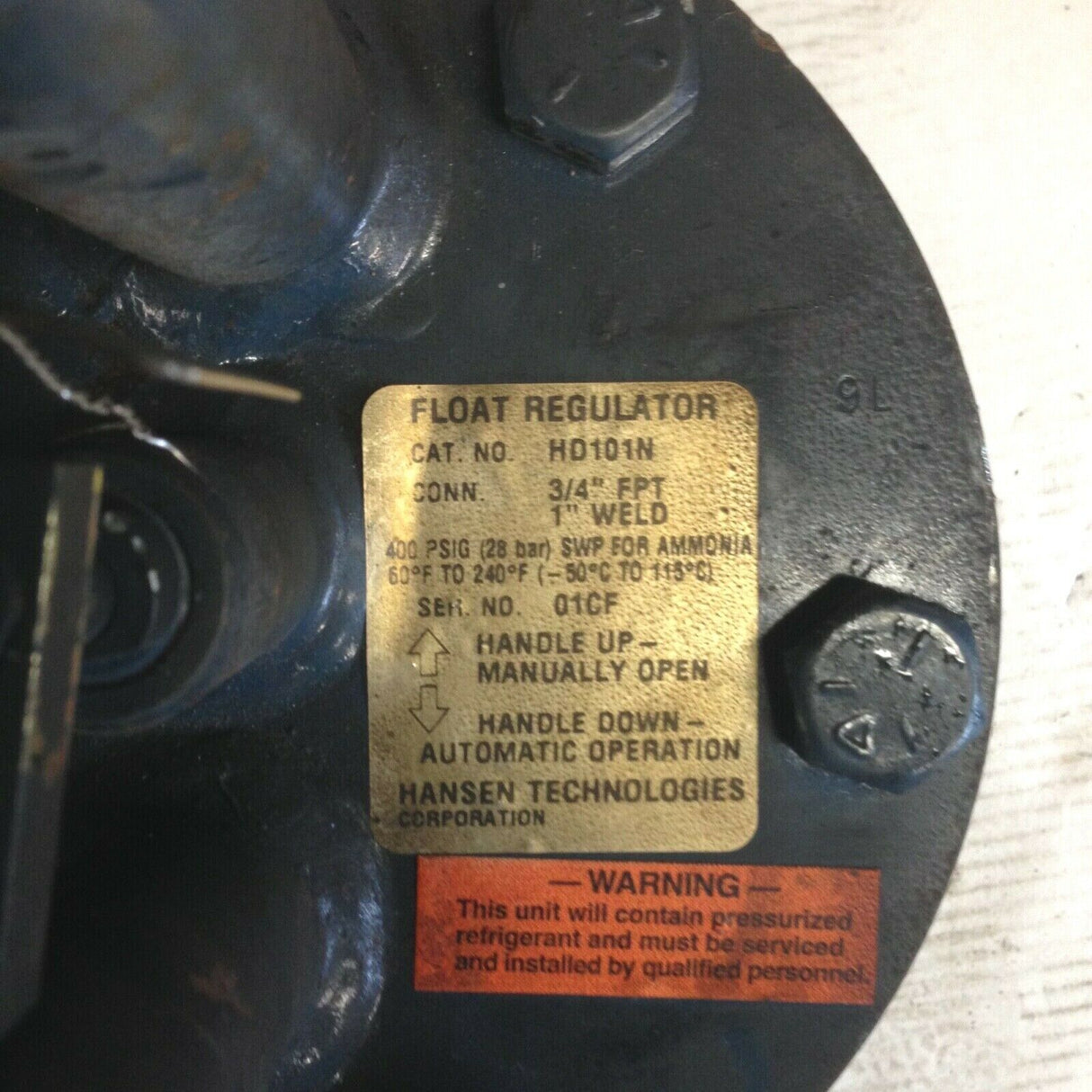 Hansen Technologies Refrigerant Float Drain Regulator HD101N 3/4" FPT - FreemanLiquidators