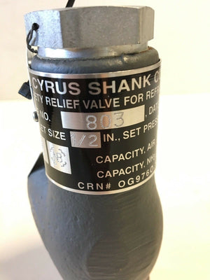 CYRUS SHANK COMPANY No. 803-TA Relief Valve 75 PSI (NEW) - FreemanLiquidators