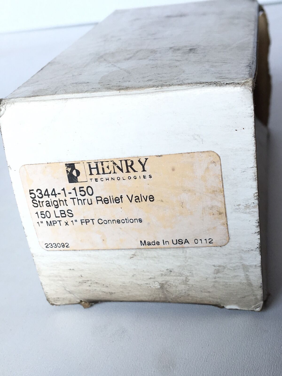 HENRY 5344-1-150 150PSI STAINLESS RELIEF VALVE - FreemanLiquidators