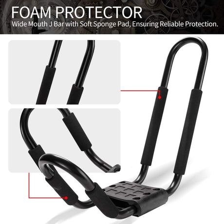 FieryRed Kayak Rack Set /2Pcs - J Bar Rack for Canoe Surf Board Boat On Roof Top Mount Crossbar - FreemanLiquidators