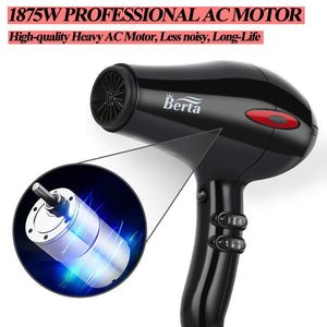 Professional Ionic Hair Dryer, Lightweight Powerful 1875 Watt Ceramic Salon Blow Dryer Negative Ions Cool Shot Button Hairdryer 2 Speed 3 Heat Settings with Concentrator Nozzle Cola Red - FreemanLiquidators