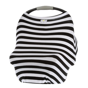 Itzy Ritzy 4-in-1 Nursing Cover, Car Seat Cover, Shopping Cart Cover and Infinity Scarf – Breathable, Multi-Use Mom Boss Breastfeeding Cover, Car Seat Canopy, Cart Cover & Scarf, Black & White Stripe - FreemanLiquidators