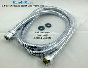 HandyMom 5-Foot Flexible Chrome Steel-encased Handheld Shower Replacement Hose - FreemanLiquidators