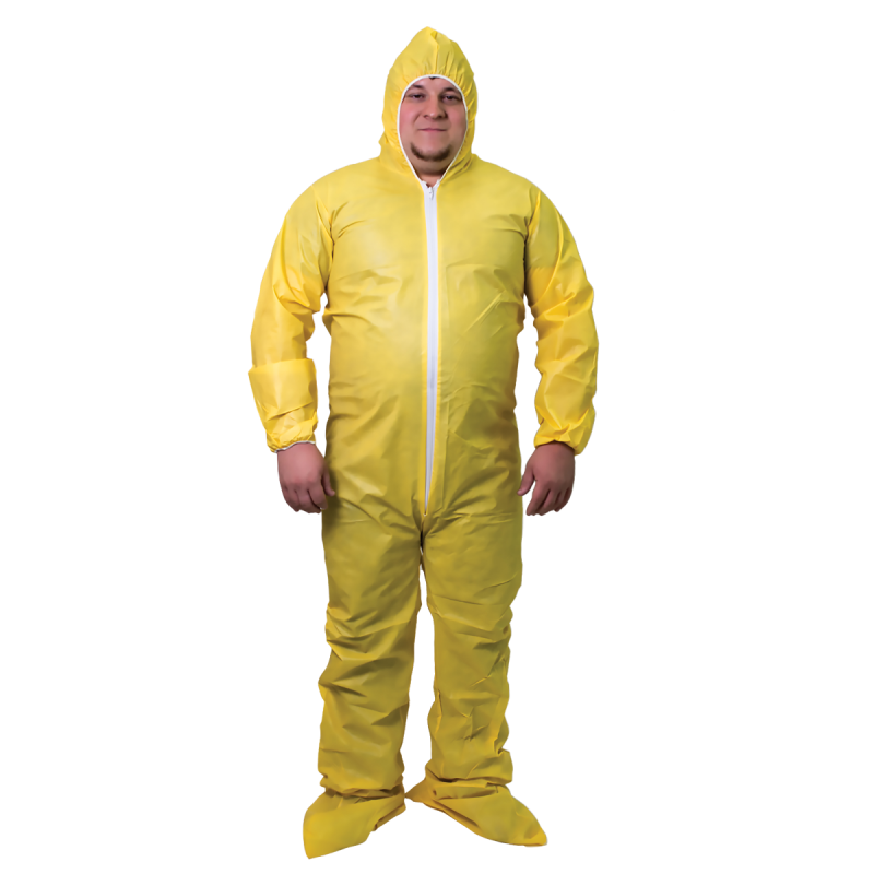 Shieldtech, Coverall, Polypropylene Front Zipper, Yellow, 2XL 53094