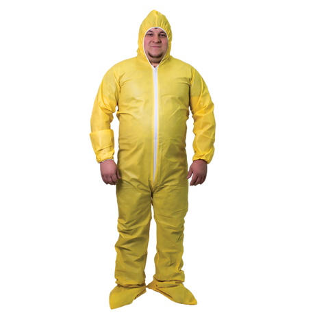 Shieldtech, Coverall, Polypropylene Front Zipper, Yellow, 2XL 53094