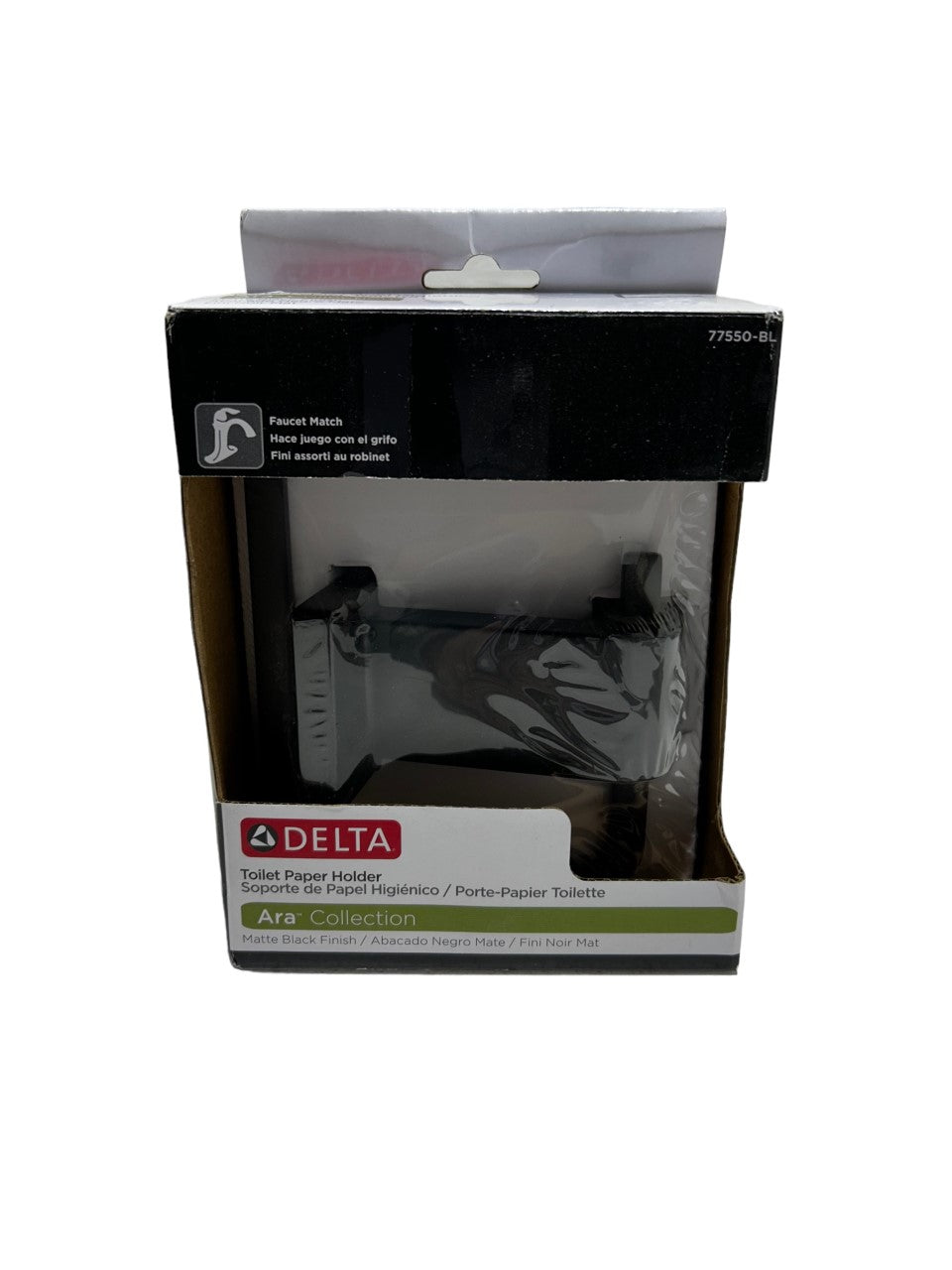 DELTA, 77550-BL, Ara Toilet Paper Holder, Matte Black, New in Box - FreemanLiquidators - [product_description]