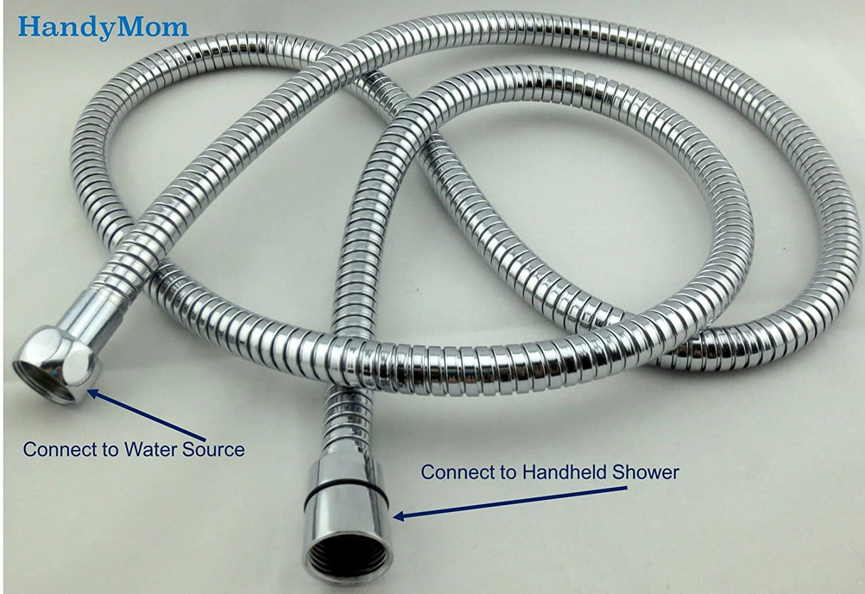 HandyMom 5-Foot Flexible Chrome Steel-encased Handheld Shower Replacement Hose - FreemanLiquidators