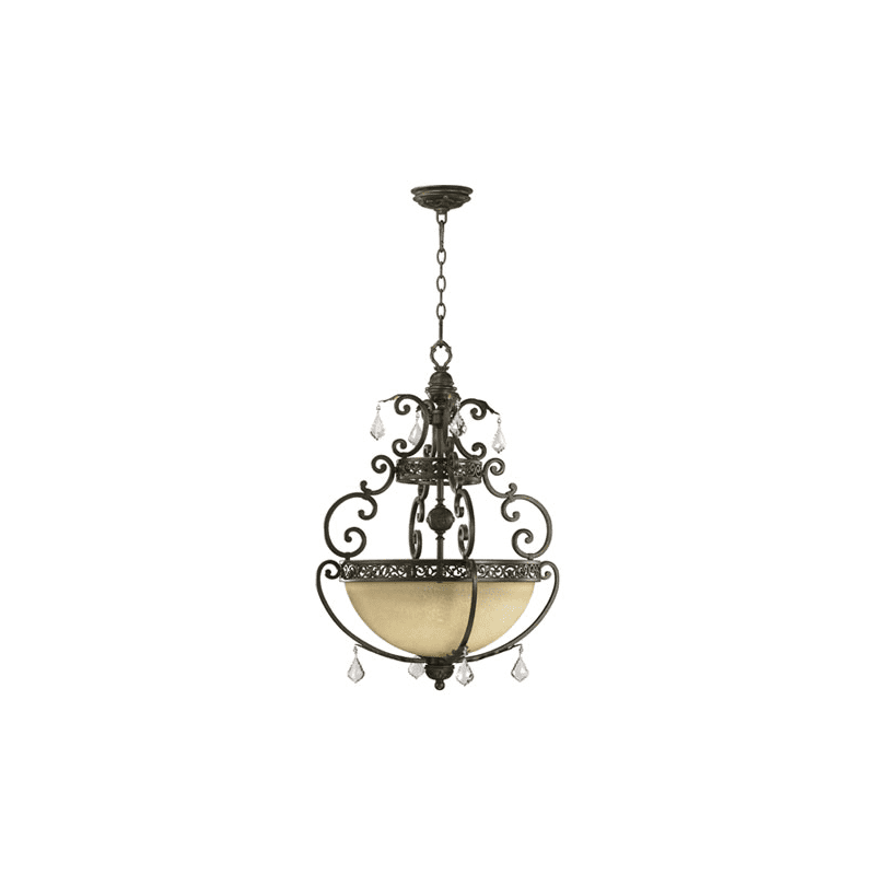 Quorum International 8307-4-86 Oiled Bronze Four Light Bowl Pendant from the Bourgmont Collection