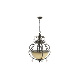 Quorum International 8307-4-86 Oiled Bronze Four Light Bowl Pendant from the Bourgmont Collection