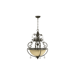 Quorum International 8307-4-86 Oiled Bronze Four Light Bowl Pendant from the Bourgmont Collection