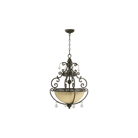 Quorum International 8307-4-86 Oiled Bronze Four Light Bowl Pendant from the Bourgmont Collection