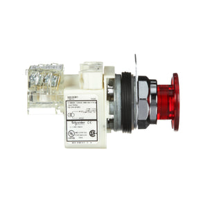 Schneider Electric, 9001KR9P1RH13, 30mm Push Button, Type K, illuminated, transformer, 120 VAC, red mushroom cap - NEW IN BOX - FreemanLiquidators - [product_description]