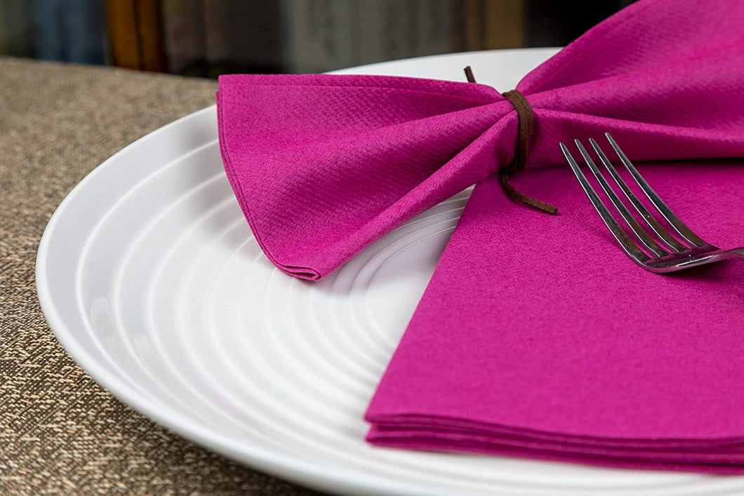 Simulinen Colored Napkins - Decorative Cloth Like & Disposable, Dinner Napkins - Magenta - Soft, Absorbent & Durable - 16