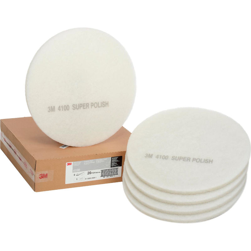 3M™ 20" Polishing Pad, White, 5 Per Case - 1683-4549 - FreemanLiquidators