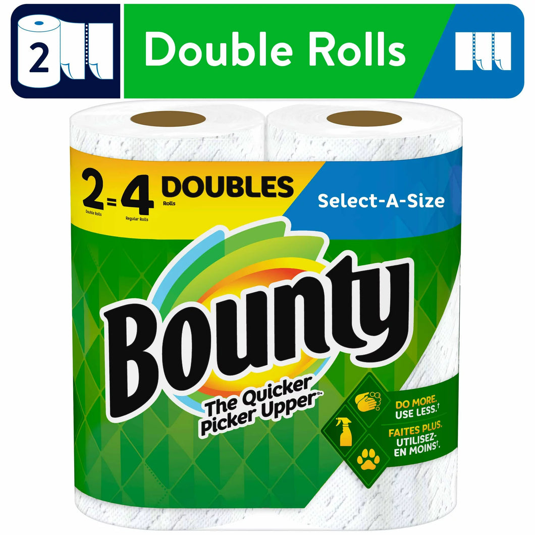 Bounty Select-A-Size Paper Towels, Double Rolls, White, 98 Sheets Per Roll, 2 Count STORE PICKUP ONLY - FreemanLiquidators - [product_description]