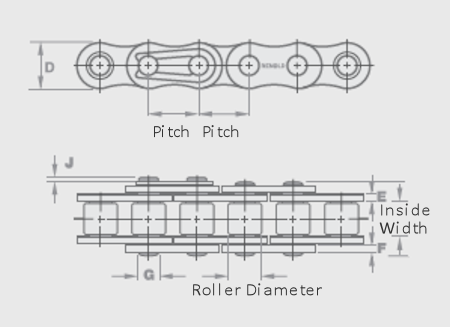 Renold 60A1X10Ft Riveted Chain - 10' - FreemanLiquidators