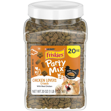 Friskies Cat Treats, Party Mix Chicken Lovers Crunch, 20 oz. Canister STORE PICKUP ONLY - FreemanLiquidators - [product_description]