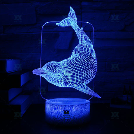 HUI YUAN Animal Dolphin 3D Lamp Stunning Visual Three-Dimensional Light Effect USB 7 Color Change Creative Night Light - FreemanLiquidators