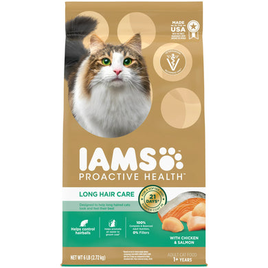 IAMS PROACTIVE HEALTH Long Hair Care Chicken Flavor Dry Food for Adult Cats, 6 lb. bag STORE PICKUP ONLY - FreemanLiquidators - [product_description]