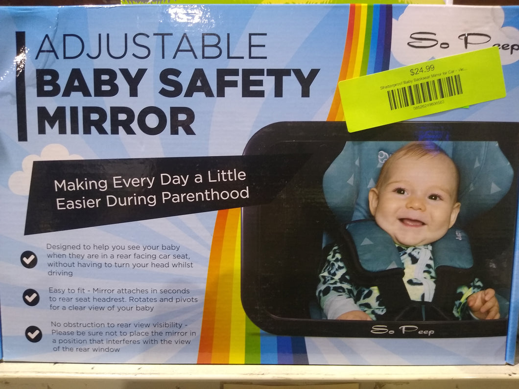 Shatterproof Baby Backseat Mirror for Car - View Infant in Rear Facing Car Seat - Newborn Safety With Secure Crash Tested Headrest Double-Strap - Essential Car Seat Accessories - FreemanLiquidators