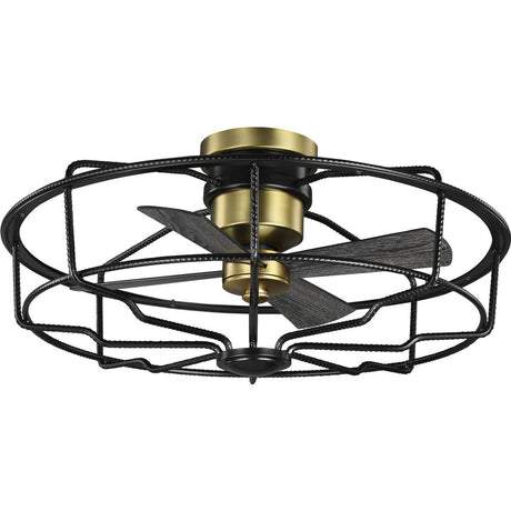 Progress Lighting, P250006-031, 33", Four-blade, Black, ceiling fan, open-cage design - New in Box - FreemanLiquidators - [product_description]