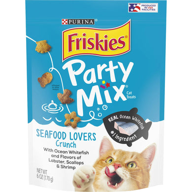 Friskies Cat Treats, Party Mix Seafood Lovers Crunch, 6 oz. Pouch STORE PICKUP ONLY - FreemanLiquidators - [product_description]