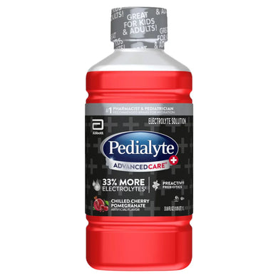 Pedialyte AdvancedCare Plus Electrolyte Drink, 1 Liter, with 33% More Electrolytes and has PreActiv Prebiotics, Chilled Cherry Pomegranate Store pickup Only - FreemanLiquidators - [product_description]