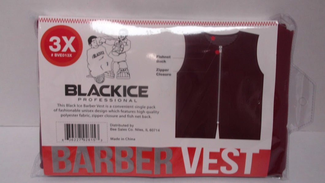 Black Ice Barber Vest Size 3XLarge BLACK Professional polyester fabric with zipper closure