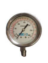 Cimco ENG100-2 Ammonia Pressure Gauge 2-1/2" 1/4" NPT LM 30" -0-300PSI Welded Filled - FreemanLiquidators - [product_description]