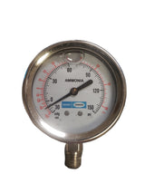 Cimco ENG100-1 Ammonia Pressure Gauge 2-1/2" 1/4" NPT LM 30" -0-150PSI Welded Filled - FreemanLiquidators - [product_description]