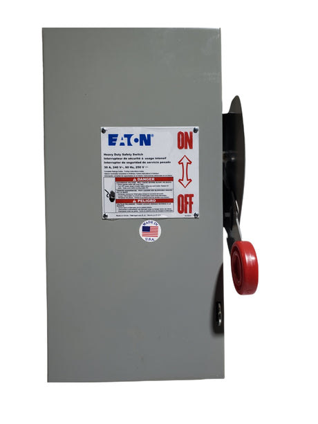 Eaton DH221NGK Safety Switch, 30A, 2P, 240V/250VDC, HD Fusible, NEMA 1 - FreemanLiquidators - [product_description]