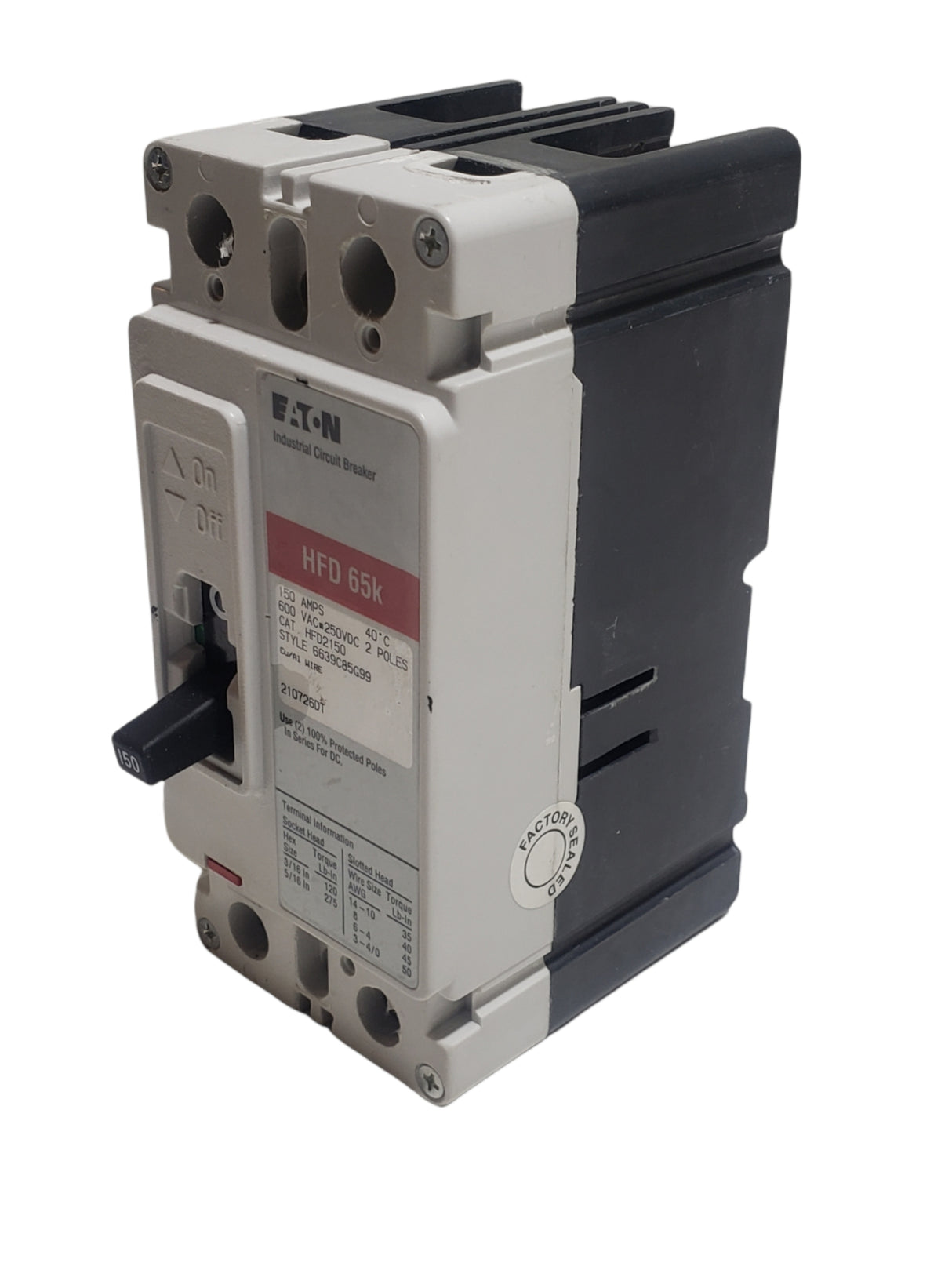 Eaton - Cutler Hammer HFD2150 150 Amp 2 Pole 600 Volt Molded Case Circuit Breaker - FreemanLiquidators - [product_description]