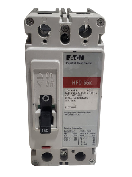 Eaton - Cutler Hammer HFD2150 150 Amp 2 Pole 600 Volt Molded Case Circuit Breaker - FreemanLiquidators - [product_description]