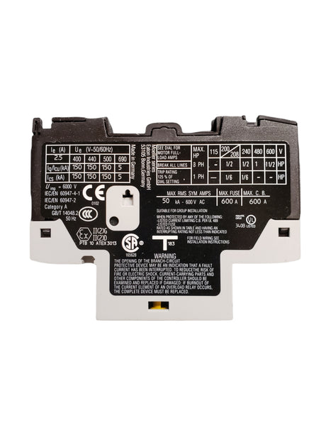 Eaton - Cutler Hammer PKZM0-2,5, Manual Motor Protector, 2.5A, 45 mm Frame size,Class 10 trip type, XT IEC Series - FreemanLiquidators - [product_description]