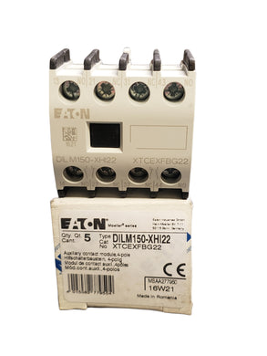 (Lot of 5) EATON - CUTLER HAMMER DILM150-XHI22 - Auxiliary Contact - 2NO/2NC (4), Front Mount, 4 A ac, 10 A dc - FreemanLiquidators - [product_description]