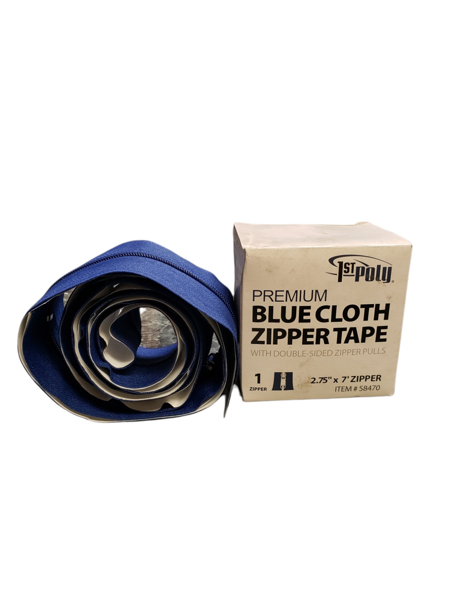 1st Poly - 58470 - 2.75" X 7' BLUE PEEL AND STICK CLOTH ZIPPER TAPE - FreemanLiquidators - [product_description]