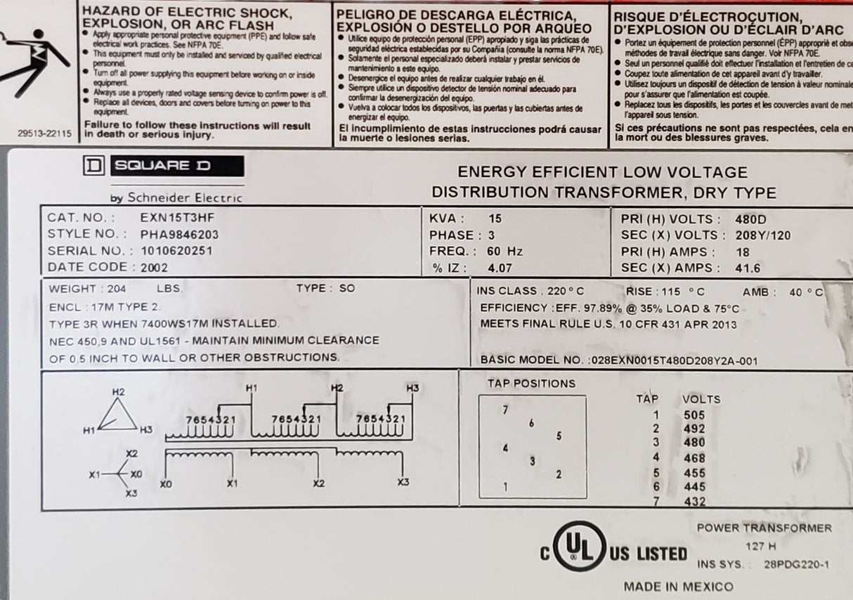 Square D Transformer - EXN45T3HF - NEW IN BOX - FreemanLiquidators - [product_description]