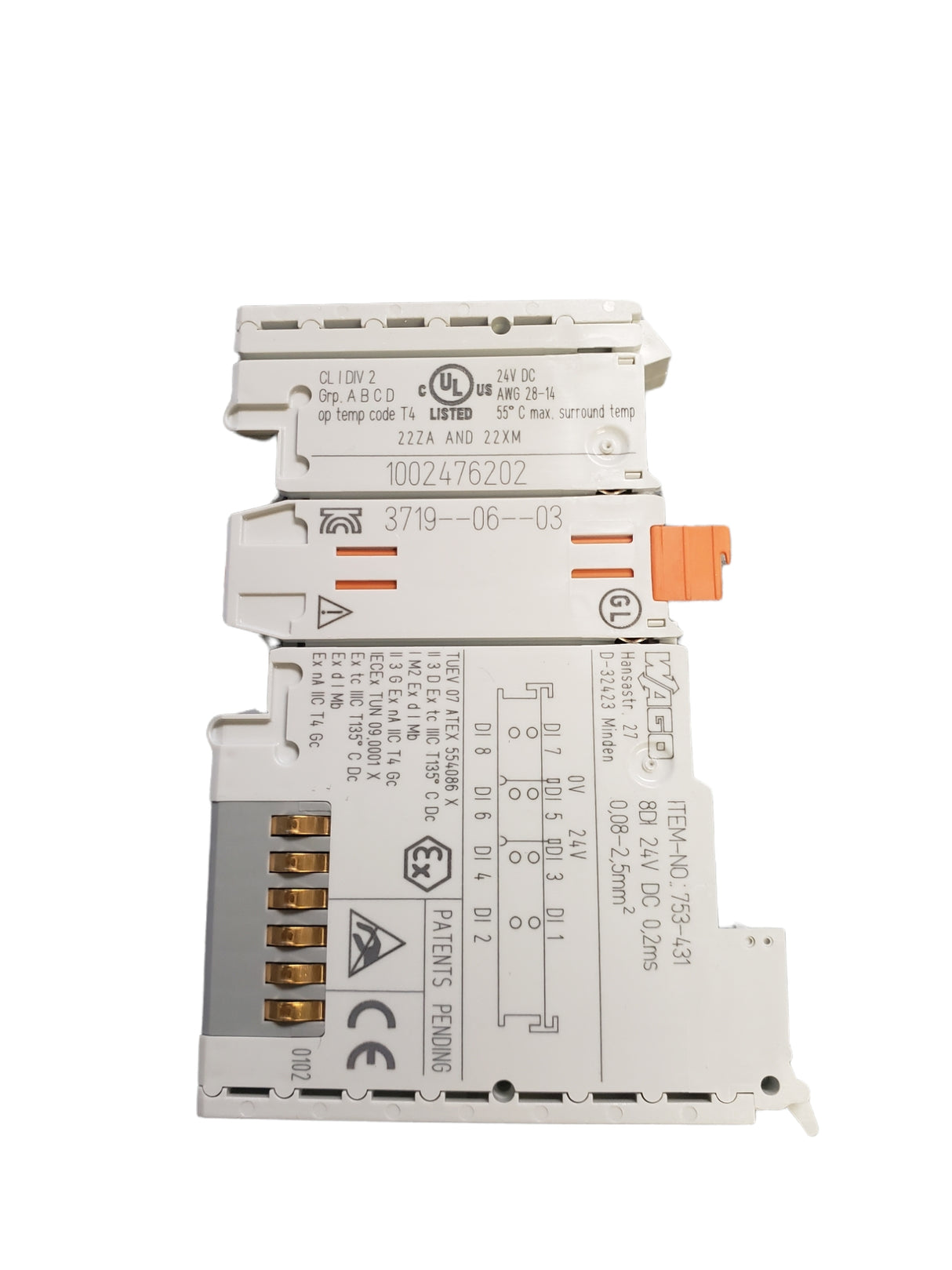 Wago, 753-431, 8-channel digital input; 24 VDC; 0.2 ms - NEW IN BOX - FreemanLiquidators - [product_description]