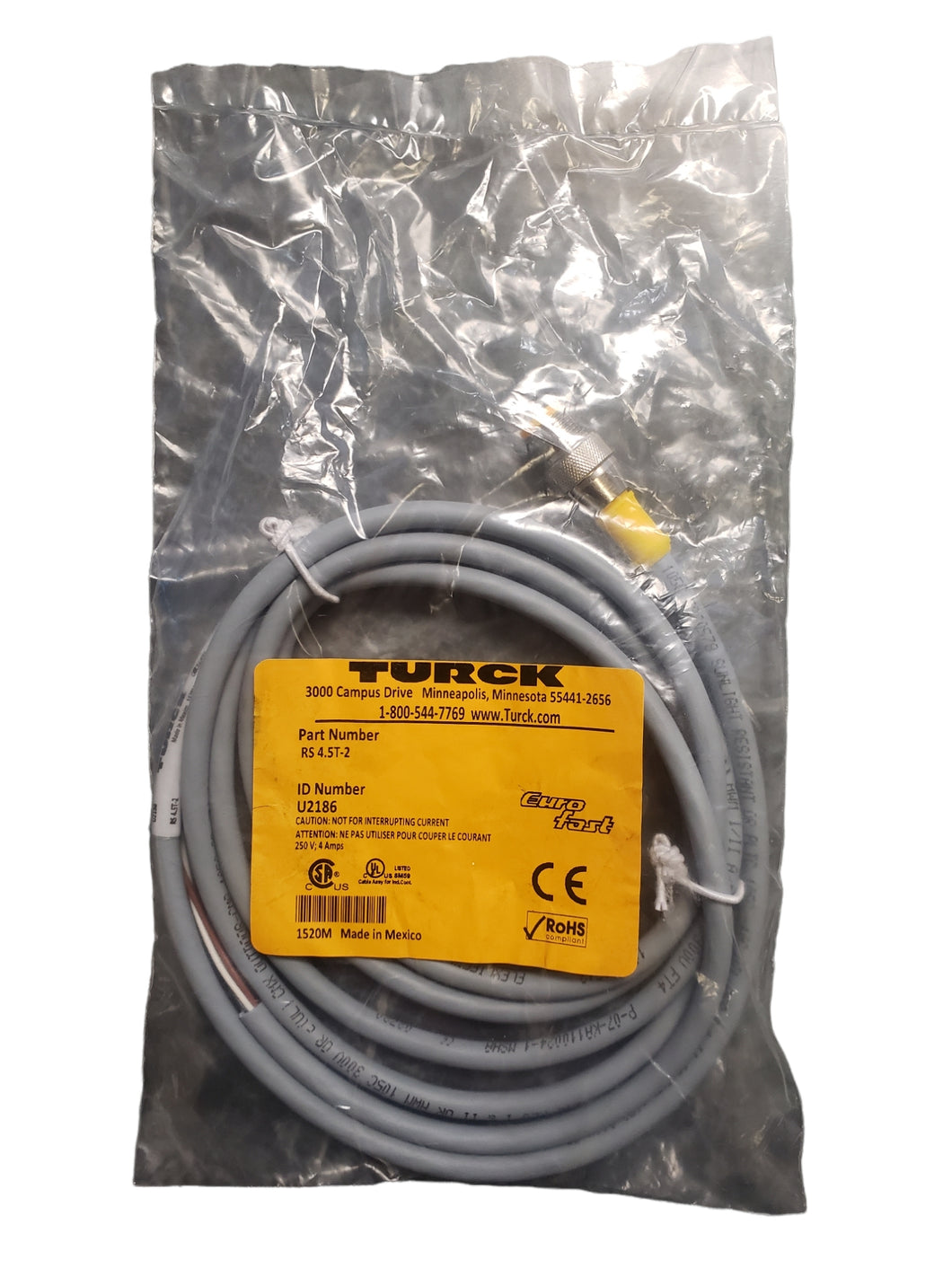TURCK RS 4.5T-2 EUROFAST Cord, M12, Male, 5POS, Straight - NEW IN ...