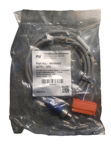 Powersonic 49008403 M12 5P Male to 9PIN Female Unshielded, US2517 22AWG*5C+PVC - NEW IN ORIGINAL PACKAGING - FreemanLiquidators - [product_description]