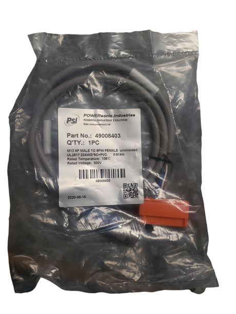 Powersonic 49008403 M12 5P Male to 9PIN Female Unshielded, US2517 22AWG*5C+PVC - NEW IN ORIGINAL PACKAGING - FreemanLiquidators - [product_description]