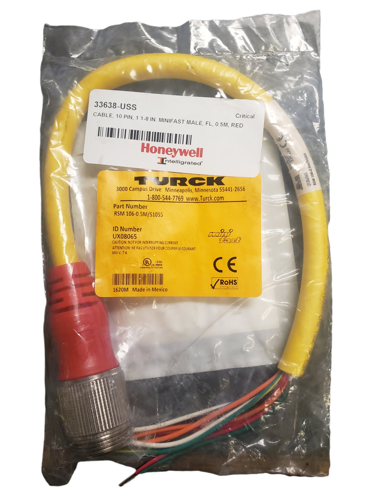 TURCK, UX08065 - Minifast B/C molded Cordset, RSM 106-0.5M/S1055 - NEW IN ORIGINAL PACKAGING - FreemanLiquidators - [product_description]