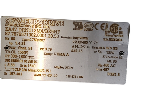 SEW-EURODRIVE KA47DRN112M4/BE5HF - NEW/NEVER USED IN BOX - FreemanLiquidators - [product_description]
