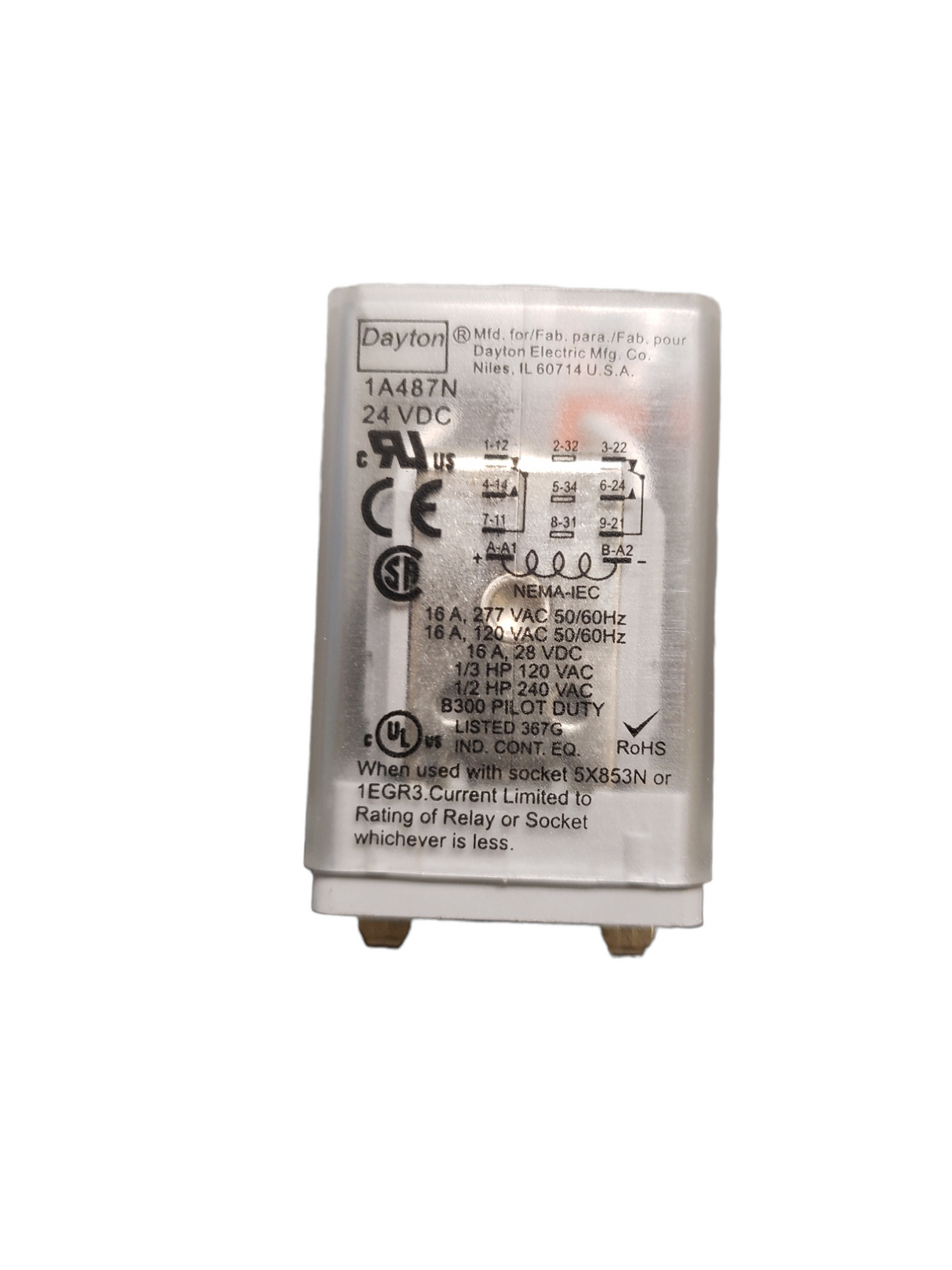 Dayton 1A487N Relay 24VDC - NEW IN ORIGINAL PACKAGING - FreemanLiquidators - [product_description]