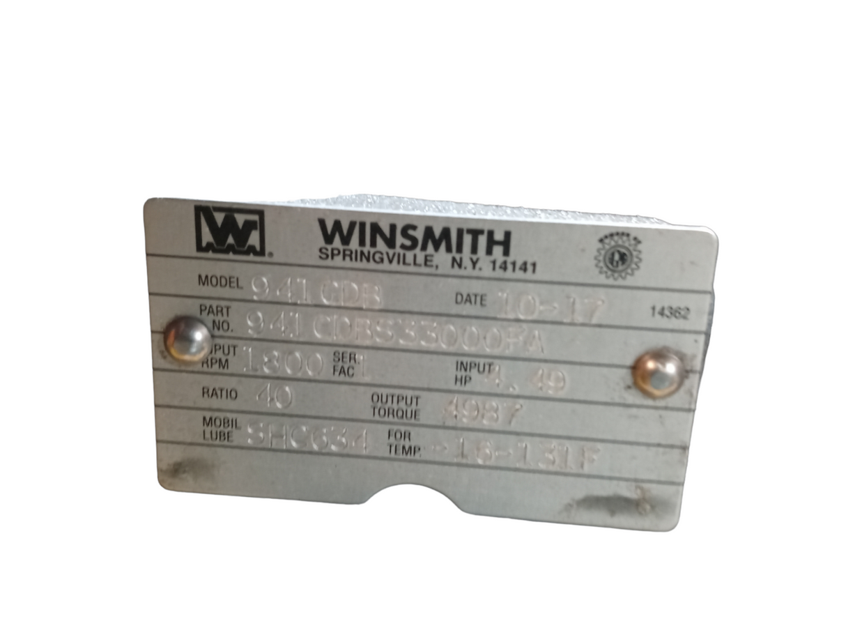 WINSMITH GEAR REDUCER 941CDBS33000FA, RATIO 40 - FreemanLiquidators - [product_description]