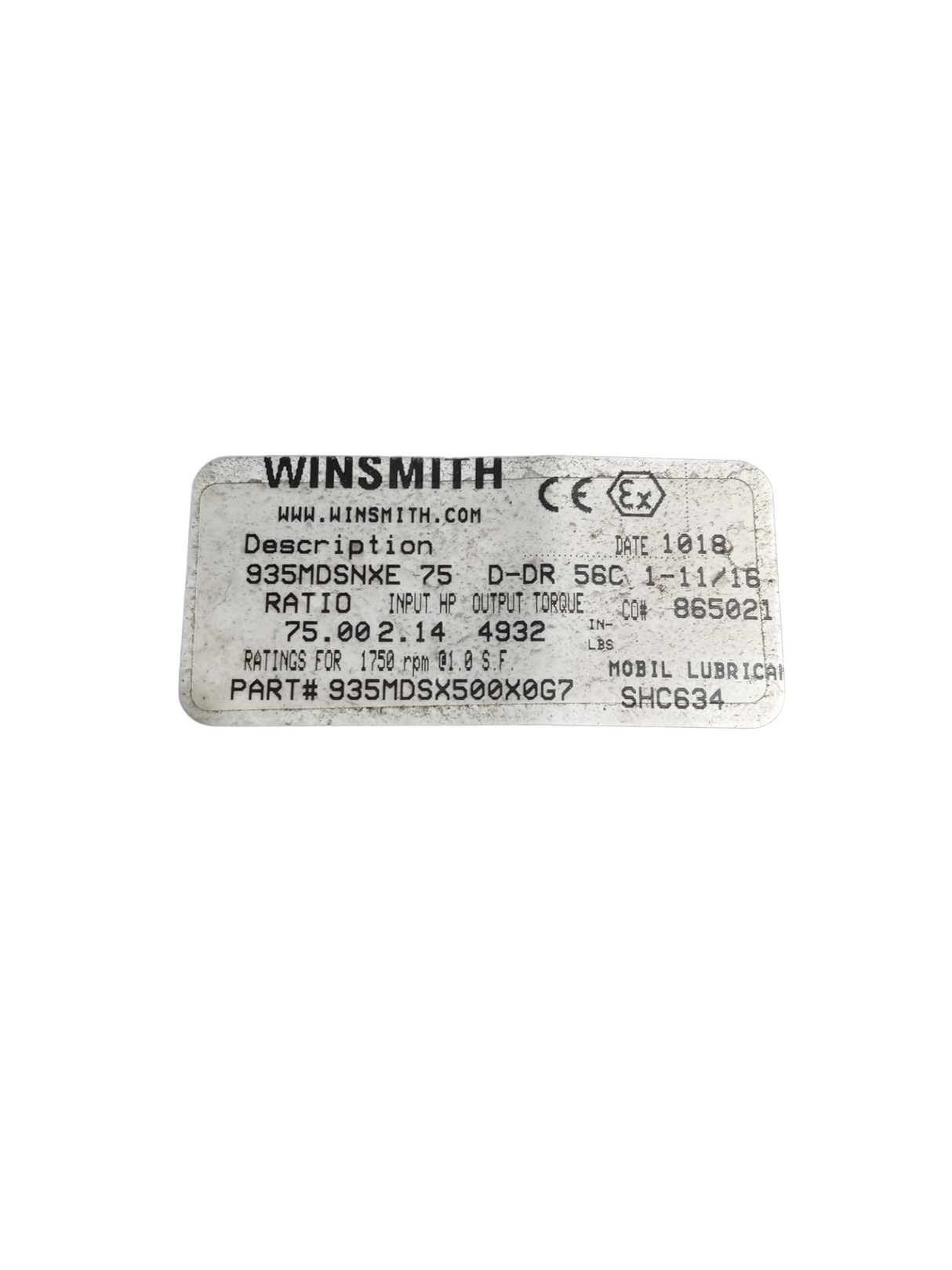 Winsmith, 935MDSX500X0G7, Speed Reducer - NEW NO BOX - FreemanLiquidators - [product_description]