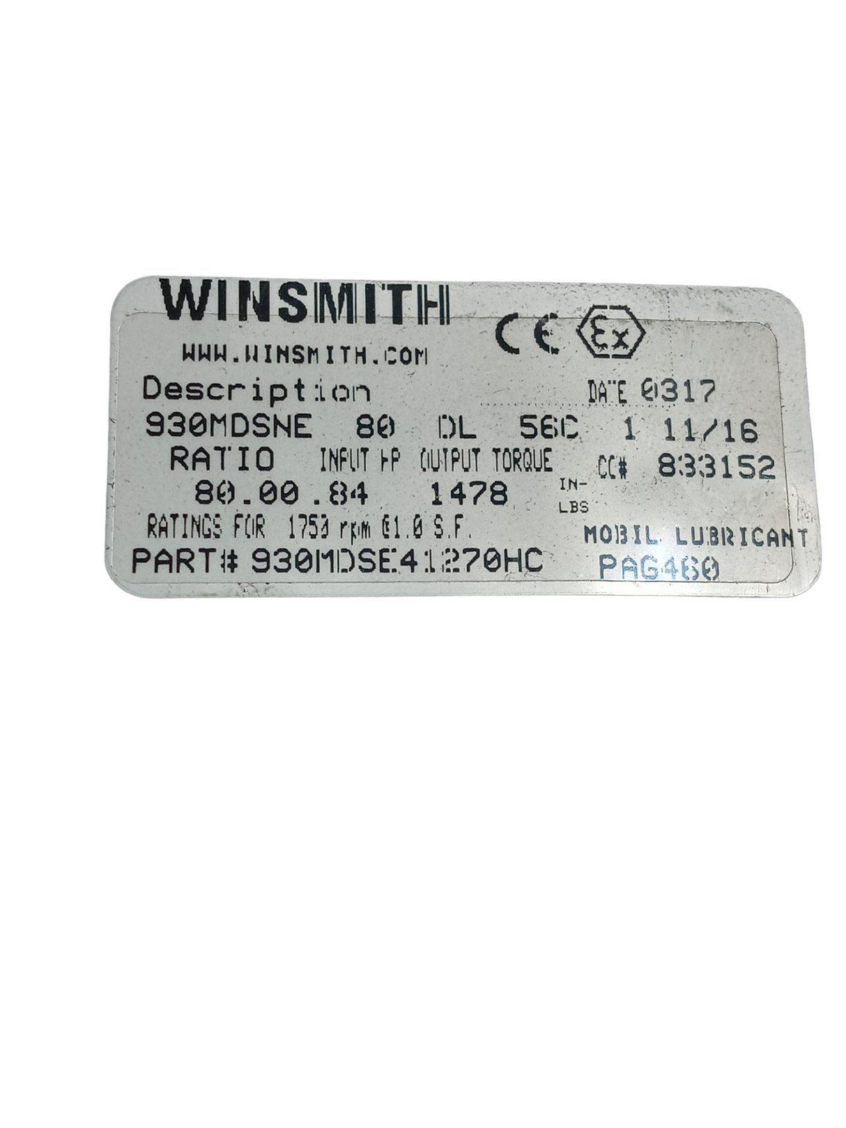 Winsmith, 930MDSE41270HC, Speed Reducer - NEW NO BOX - FreemanLiquidators - [product_description]